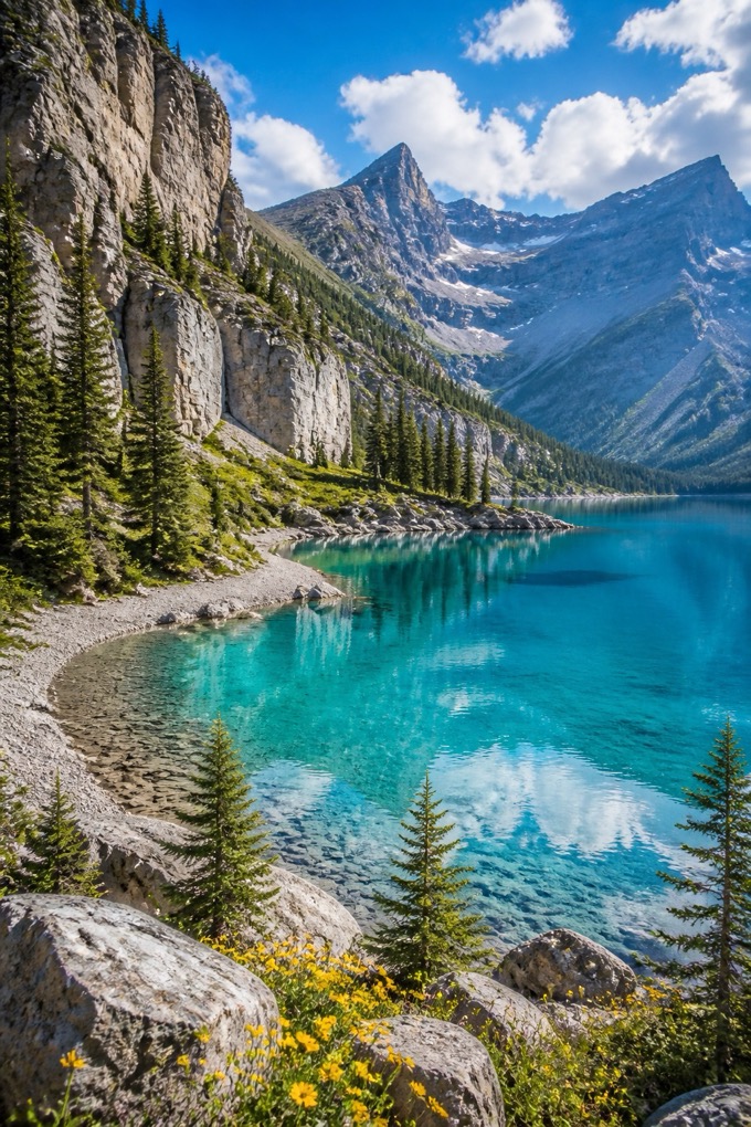 A turquoise mountain lake puzzle